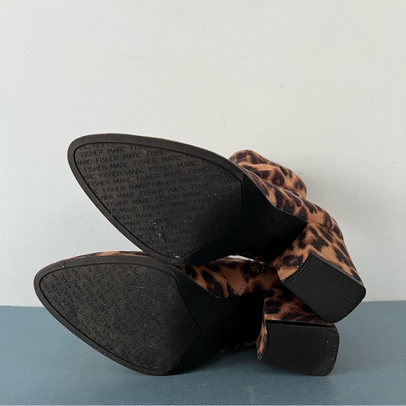 Marc Fisher Leave 2 Leopard Animal Print Faux Suede Ankle Boots - Picture 7 of 8
